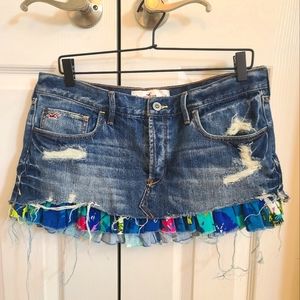 Hollister Floral Ruffle Distressed Mini Skirt
